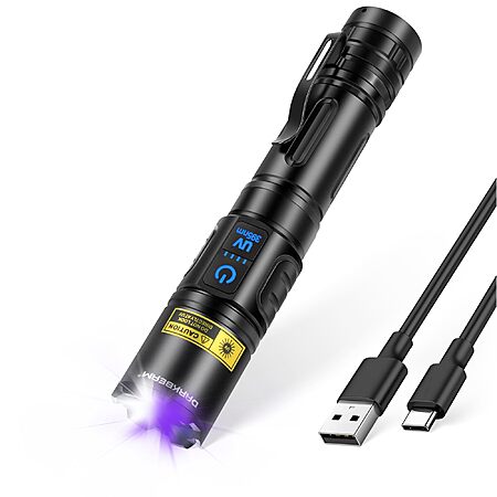 395nm DARKBEAM USB Rechargeable UV Flashlight (LED White) $9 
