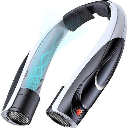 Tenvolti 6000mAh Rechargeable 6-Speed Neck Fan (Black/White)