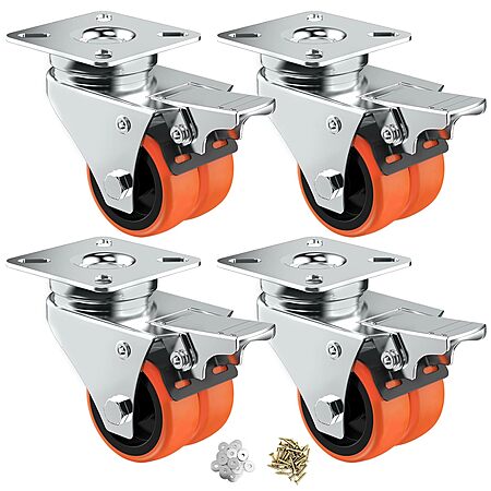 4-Pack ASHGOOB 2" Dual Caster Wheels (Up to 450lbs) $9.80 