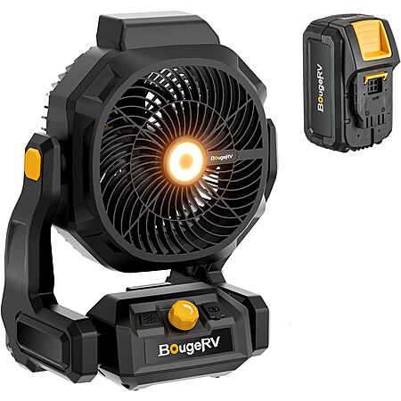 BougeRV AC/DC Cordless 755 CFM Jobsite Fan w/ LED Light + 8Ah Battery $45 + Free S&H