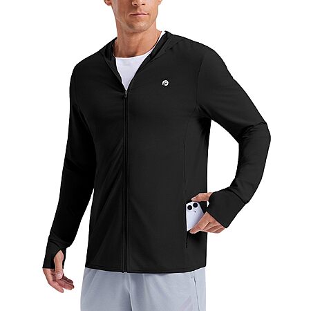 PINSPARK Men's UPF 50+ Lightweight Full-Zip Sun Protection Hoodie Jacket (2 colors)