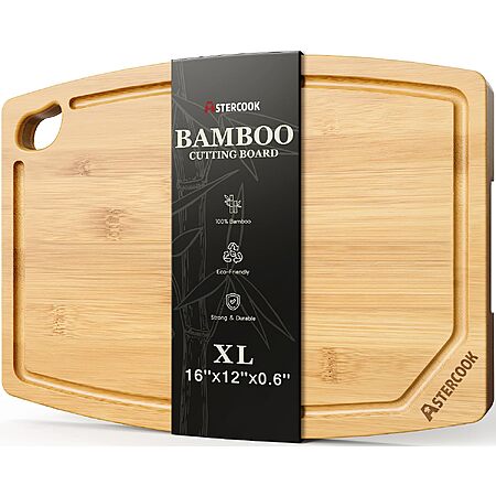 Prime: 16"×12" Astercook Large Bamboo Cutting Board $7.10 + Free S&H