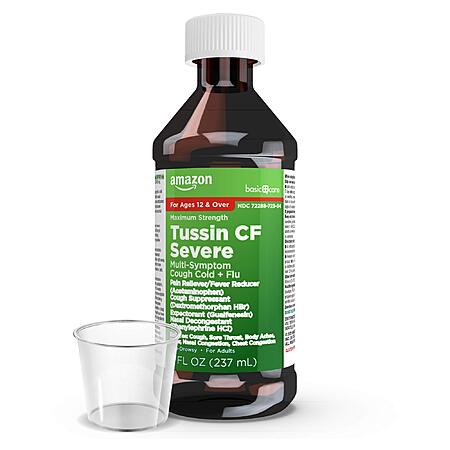 Amazon Basic Care Tussin Severe CF Max Syrup, Multi-Symptom Cough, Cold ...