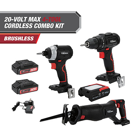 Hyper Tough 20V Brushless 4-Tool Combo Kit $89 + Free Shipping