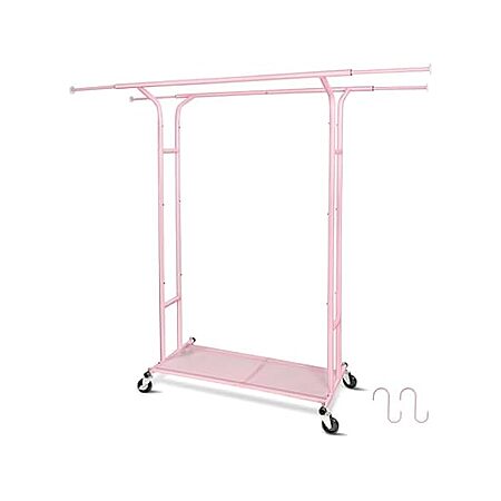 Pink Heavy Duty Rolling Double Rod Garment Rack $23 - 2025-12-12