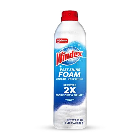 Windex Fast Shine Foam Glass Cleaner, All-Purpose Cleaning Spray, 19 oz