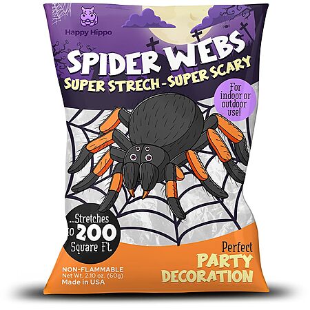200-sq-ft Happy Hippo Halloween Spider Web Decoration + 8 Plastic Spiders $0.10