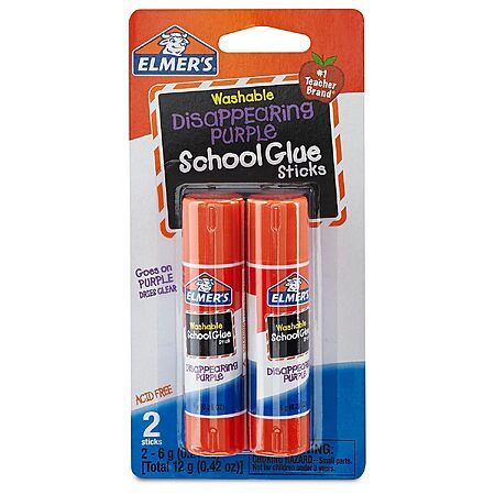 Elmer's Glue Stick 2pk 6G Disappearing Purple