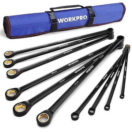 WORKPRO Extra Long Ratcheting Wrench Set, 10-Piece