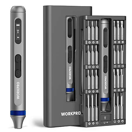 WORKPRO 3.7V Electric Precision Screwdriver Set, 52-in-1 Cordless Mini Driver Kit with LED Light & S2 Steel Bits