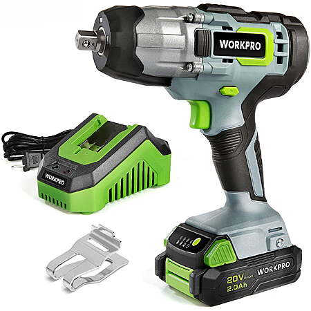 WORKPRO 20V Impact Wrench, 1/2-inch, 320 Ft Pounds, 2.0Ah Li-ion Battery