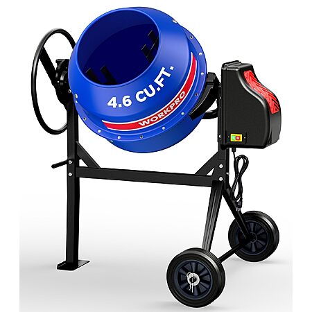 WORKPRO 4.6 Cu.Ft. Electric Cement Mixer, 600W $237.49 @Amazon