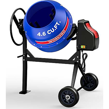 WORKPRO 4.6 Cu.Ft. Electric Cement Mixer, 600W