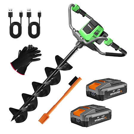 WORKPROX 40V Earth Auger, 8", Brushless, 2 Batteries