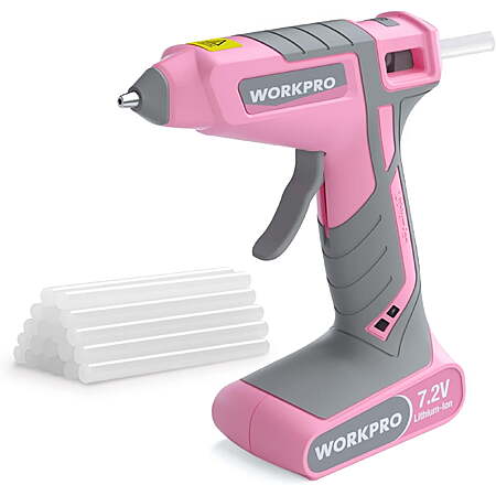 WORKPRO 7.2V Cordless Hot Glue Gun w/ 20 Glue Sticks & Auto Shutoff (Pink) $9.10