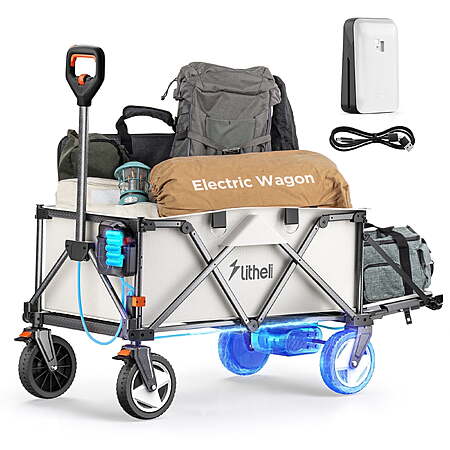 Litheli Electric Utility Wagon, Electric Drive, 200L, Foldable, with 4.0 Ah Battery