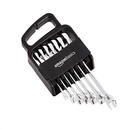 $15: 7-Piece Amazon Basics Ratcheting Combination Wrench Set - Metric ...