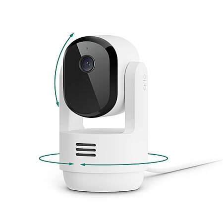 $14.99*: Arlo Essential 2K Indoor Pan/Tilt Wired Security Camera in White (2025 Release) at Amazon