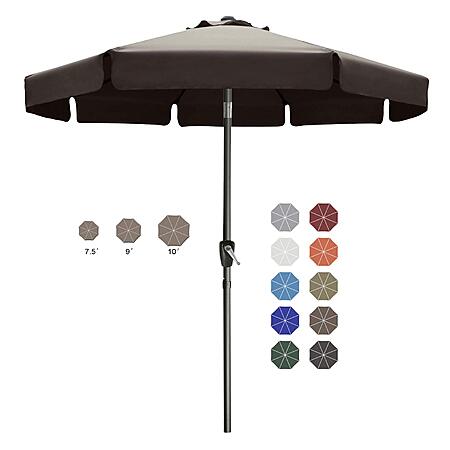 $27.97*:ABCCANOPY 10ft Scalloped Patio Umbrella – Outdoor Tilt & Crank Table Umbrella with Fiberglass Ribs (Brown)