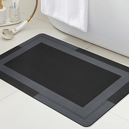 $5.94*:ACCUMTEK Ultra-Thin Non-Slip Bath Mat, Quick-Dry Absorbent Bathroom Rug, Machine Washable, 24×17, Black