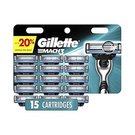 $29.99*:Gillette Mach3 Razor Blades for Men, 3-Blade Razor Refills, 15 ...