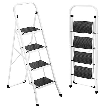 HBTower 4-Step Folding Ladder Anti-Slip Stool (330 lbs capacity, White) $45 + Free Shipping