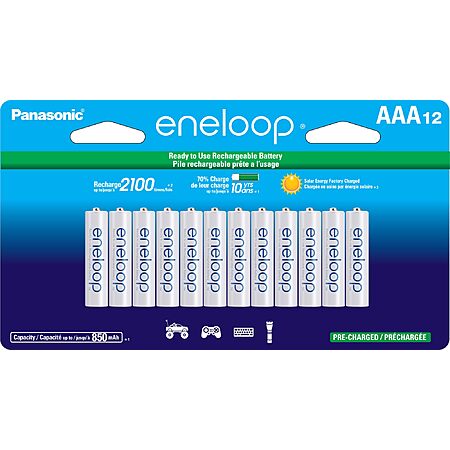 12-Pack Panasonic Eneloop AAA 850mAh Ni-Mh Pre-Charged Rechargeable Batteries $22.70 