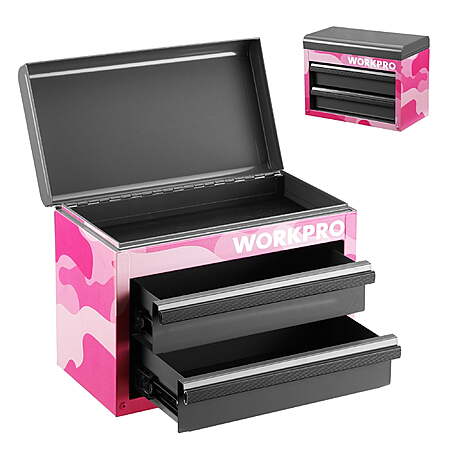 $26.99*:WORKPRO Mini Tool Box, 2-Drawer Metal Tool Chest with Ball ...