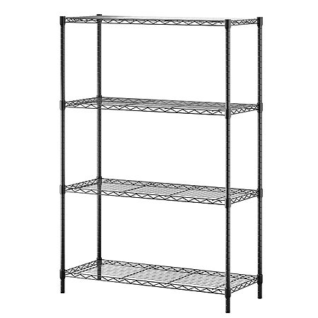 BestOffice 4-Shelf Adjustable Metal Wire Storage Rack in Black (54"x36"x14") $35 