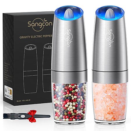 $7.99*: Sangcon Gravity Electric Salt and Pepper Grinder Set at Amazon ...