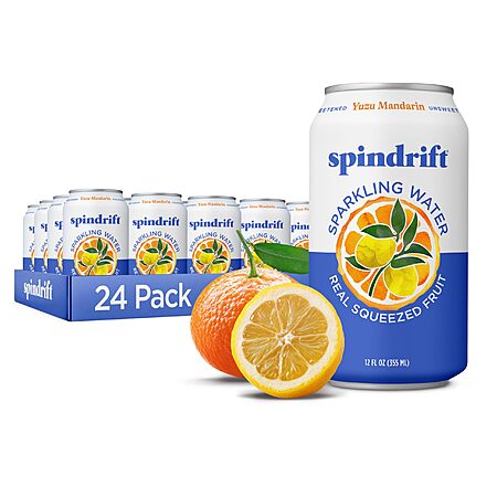 [S&S]$17*:Spindrift Sparkling Water, Yuzu Mandarin Flavored, Made with Real Squeezed Fruit, 12 Fl OZ Cans, Pack of 24 (Only 6 Calories per Can) (1 replies)