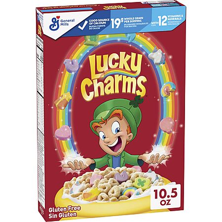 [S&S]$1.65*: 10.5 oz Lucky Charms Gluten Free Cereal with Marshmallows, Kids Breakfast Cereal, Made with Whole Grain at Amazon