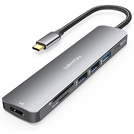 $8.49*:UANTIN USB C Hub 7 in 1 Multiport Adapter with 4K HDMI Dongle ...