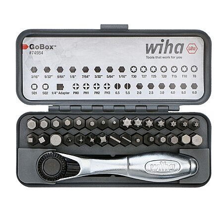 $22.94*:Wiha 74984 32 Piece GoBox Standard Bit Set with Mini Ratchet at Amazon