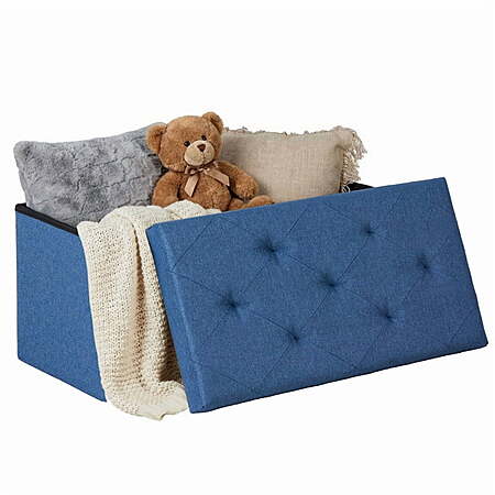 $15.99: Gianna 30 Inches Folding Storage Ottoman Bench(Blue/Pink/Gray) at Walmart.com