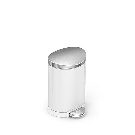 6L simplehuman Semi-Round Bathroom Step Trash Can (White)