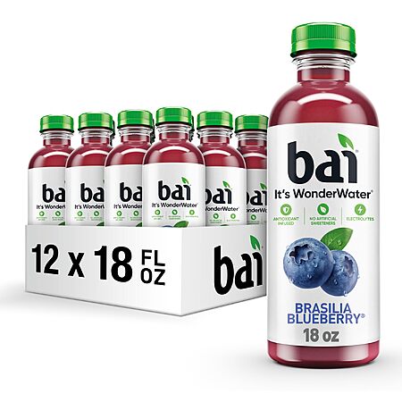 ymmv [AC,S&S] $7.8 : Bai Antioxidant Water – Brasilia Blueberry, Vitamin C, No Artificial Sweeteners, 18 fl oz, 12 Pack at Amazon