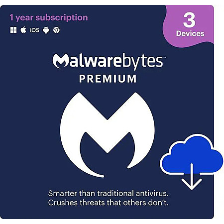 1-Year Malwarebytes Premium (3 Device, Digital Download)