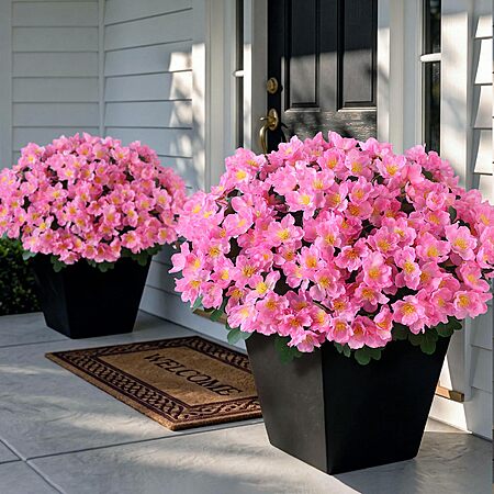 $9.99: Juxdp 8-Pack Artificial Camellias – UV-Resistant Silk Flowers, Front Door & Home Décor, Various Colors at Amazon