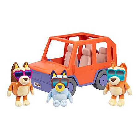 Bluey Big Heeler Toddler 4WD Family Toy Car w/ Opening Hood Storage + Bluey, Bingo and Chilli Plush Buddies, $22.85 + Free Shipping w/ Prime or on $35+