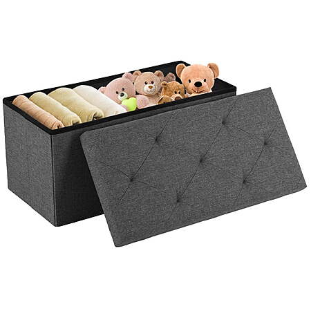 $15.99: Gianna 30 Inches Folding Storage Ottoman Bench Gray/Pink(15"D x 15"H x 43"W) at Walmart.com