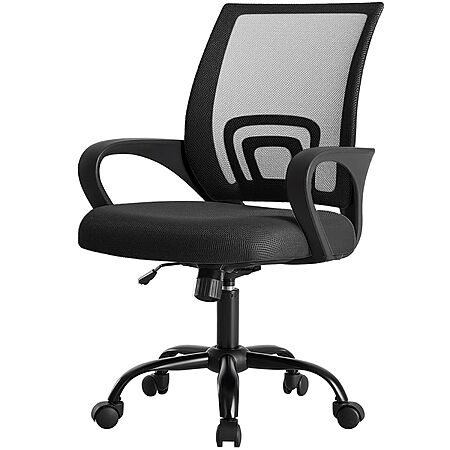 $29.99: DUMOS Ergonomic Mid-Back Office Chair – Mesh, Lumbar Support, Height Adjustable, 360° Swivel, Black at Amazon