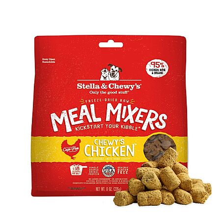 Select Accts [SnS, AC] $8.21 | 8 oz Stella & Chewy's Freeze-Dried Chicken Meal Mixers – Grain-Free Dog Food Topper, Protein-Rich at Amazon