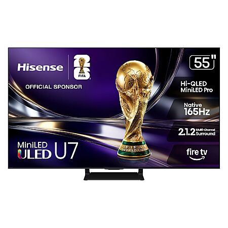 $699.99 | Hisense 55" U7 Mini-LED ULED 4K UHD Best Premium Gaming HDR Smart Fire TV (55U7SF, 2026 New) at Amazon