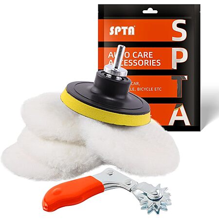 $6.54: SPTA 3" Wool Buffing Polishing Pads – 6-Piece Kit with Drill Adapter & Cleaning Tool for Car Polishing at Amazon