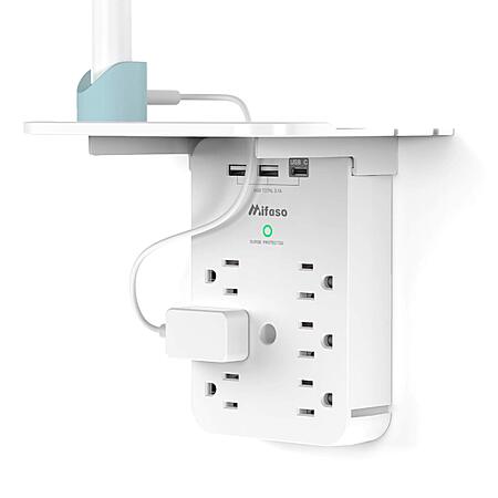 $9.98:  6-Outlet Mifaso Surge Wall Outlet Extender w/ 3 USB & Shelf at Amazon