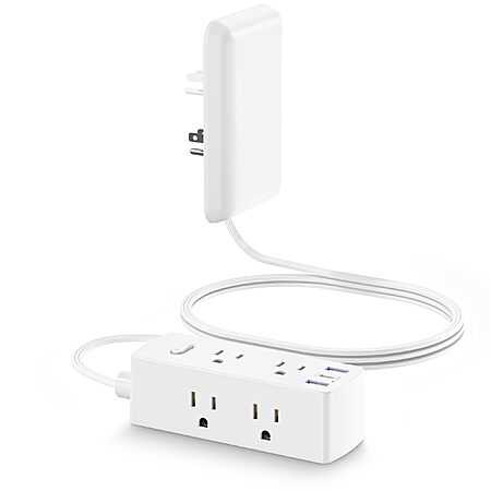 $9.99: Olcorife Flat Power Strip – 6 Outlets + 3 USB, 2000J Surge, 5ft Cord, White at Amazon