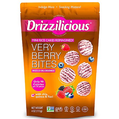 [S&S] $3.60: Drizzilicious Very Berry Rice Cakes – Vegan, Gluten Free, Allergen Free, 90 Calories, 4 oz at Amazon