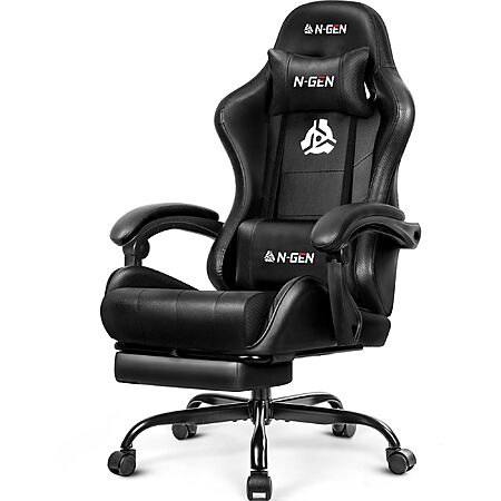 $79.98: N-GEN GAMING High Back Gaming Chair w/ Footrest (Carbon Black) + Free Shipping at Amazon