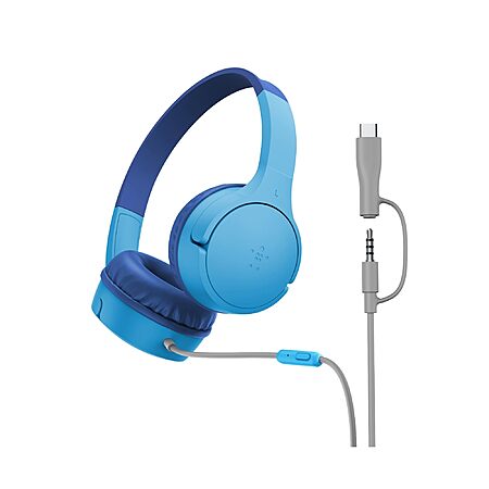 Belkin SoundForm Mini Kids Wired Headphones w/USB C to 3.5mm Dongle (Blue/Black) $21.99 + Free Shipping w/ Prime or on $35+